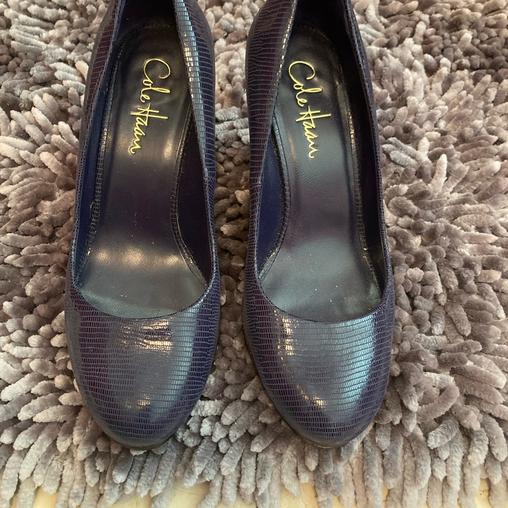 Cole Haan navy wedge heels